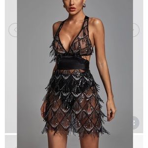 Sequin Tassel Party Dress Size Small